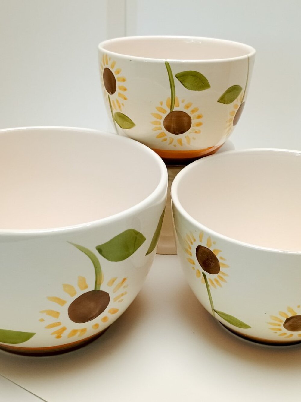 Nantucket Home Sunflower Nesting Mixing / Serving Bowl Set, 6" 5" & 4", Ceramic - Picture 3 of 7